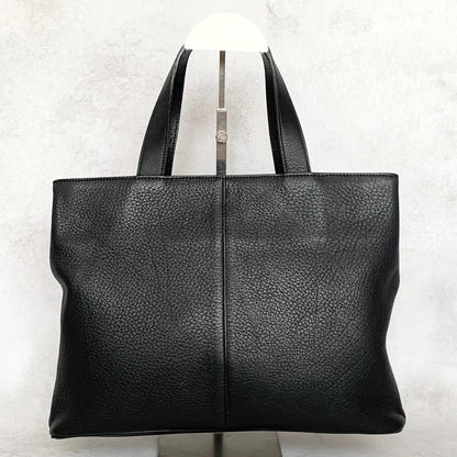 BURBERRY Bag Nova Check Hand Tote Purse Leather Black Gold Used Authentic
