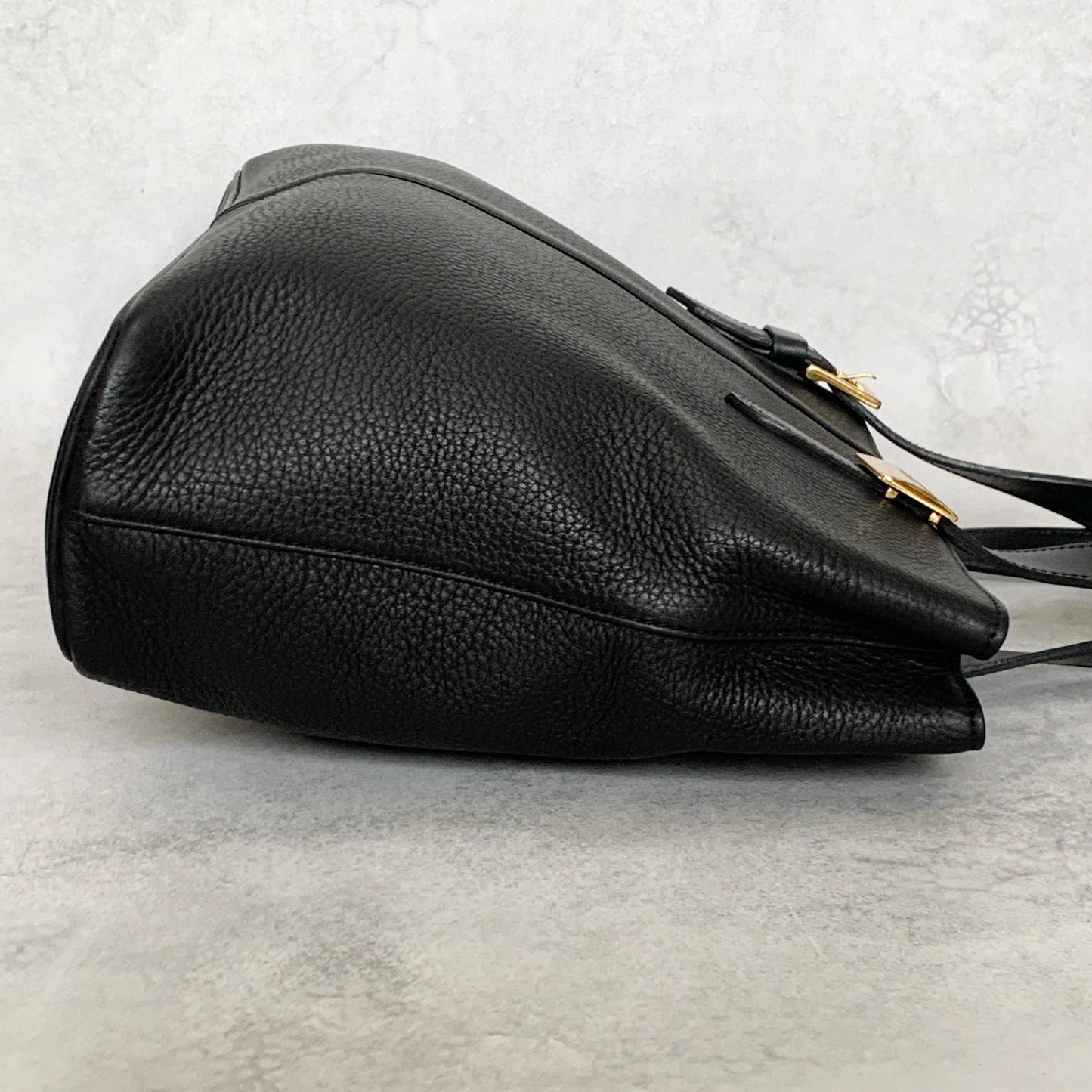 BURBERRY Bag Nova Check Hand Tote Purse Leather Black Gold Used Authentic