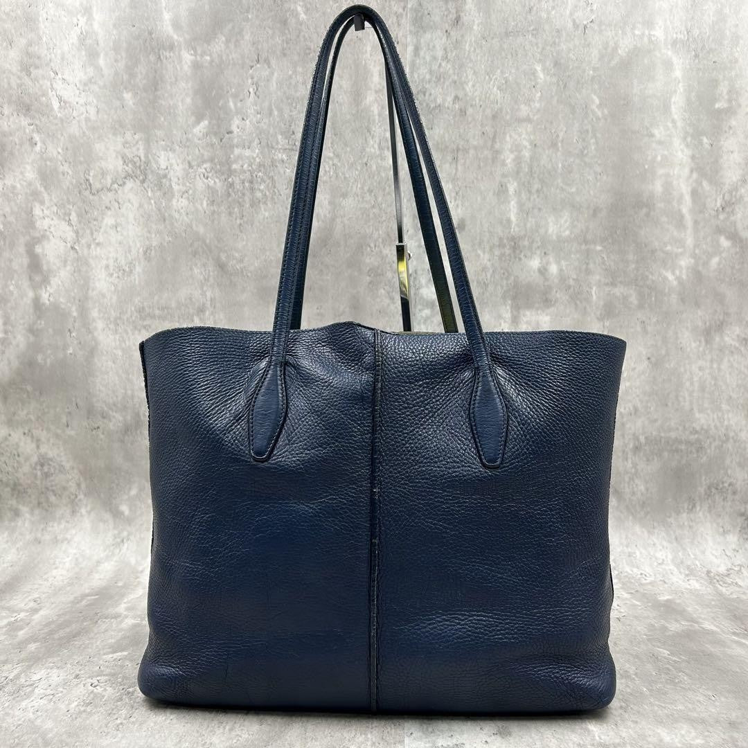 TOD'S Hand Bag Tote Purse 2way JOY Leather Navy Authentic