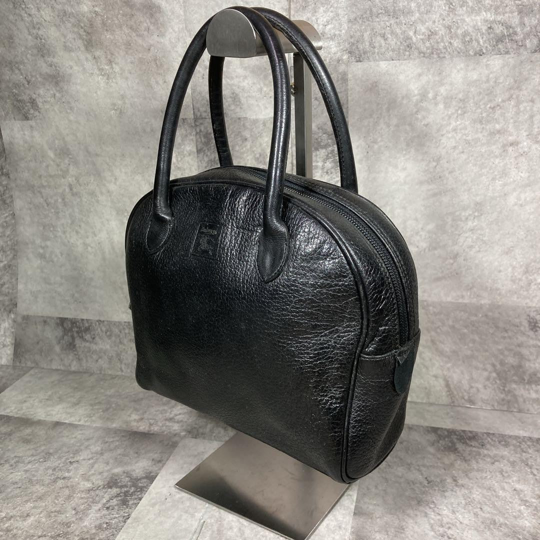 BURBERRYS Hand Bag Tote Purse Mini Boston Bag Nova Check Leather Black Authentic