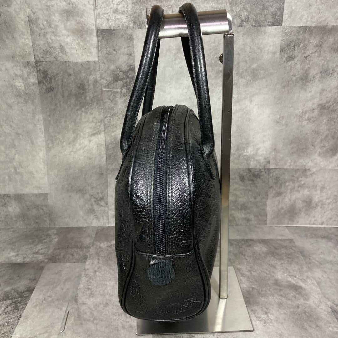 BURBERRYS Hand Bag Tote Purse Mini Boston Bag Nova Check Leather Black Authentic