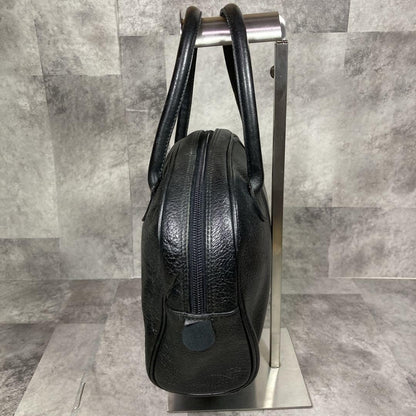 BURBERRYS Hand Bag Tote Purse Mini Boston Bag Nova Check Leather Black Authentic