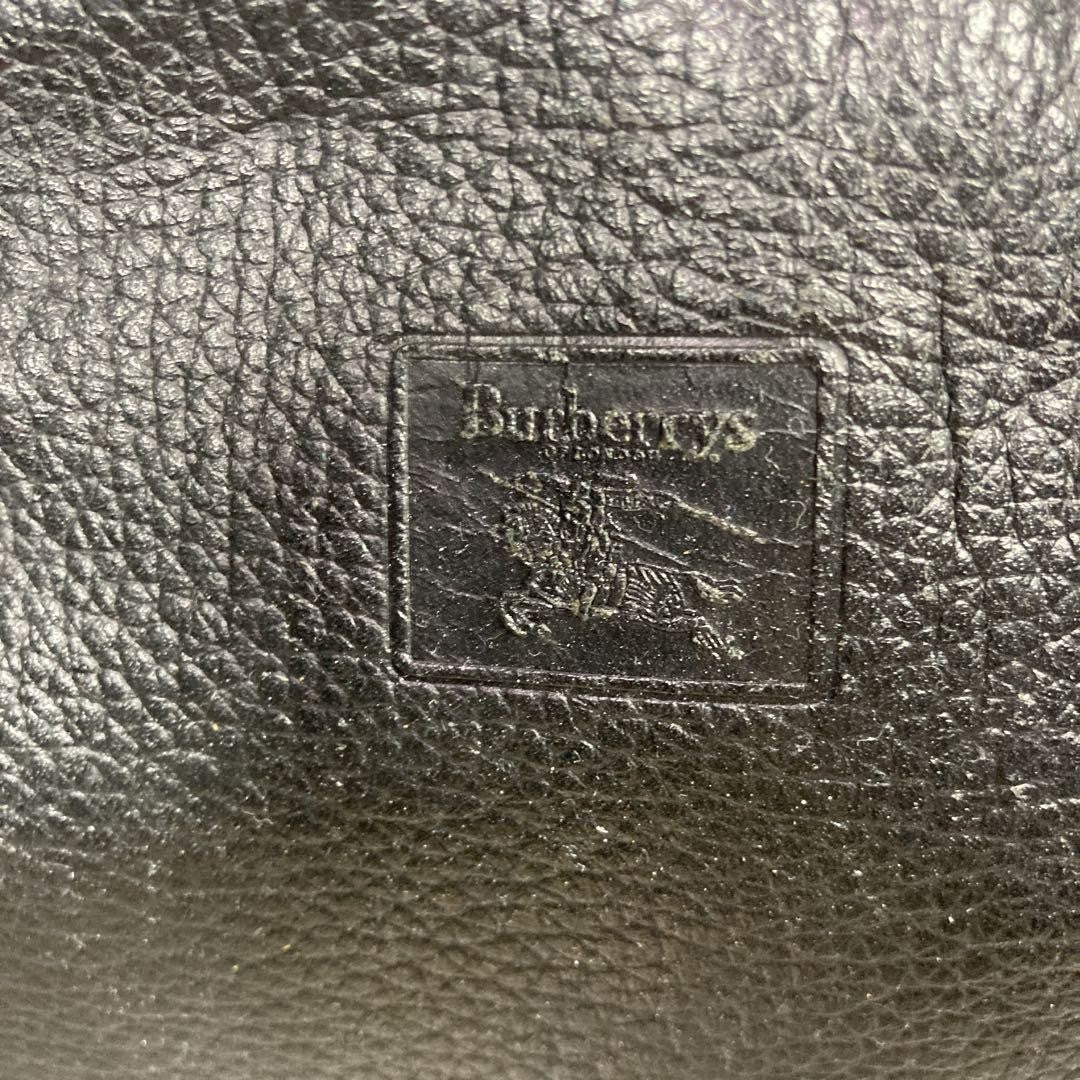 BURBERRYS Hand Bag Tote Purse Mini Boston Bag Nova Check Leather Black Authentic