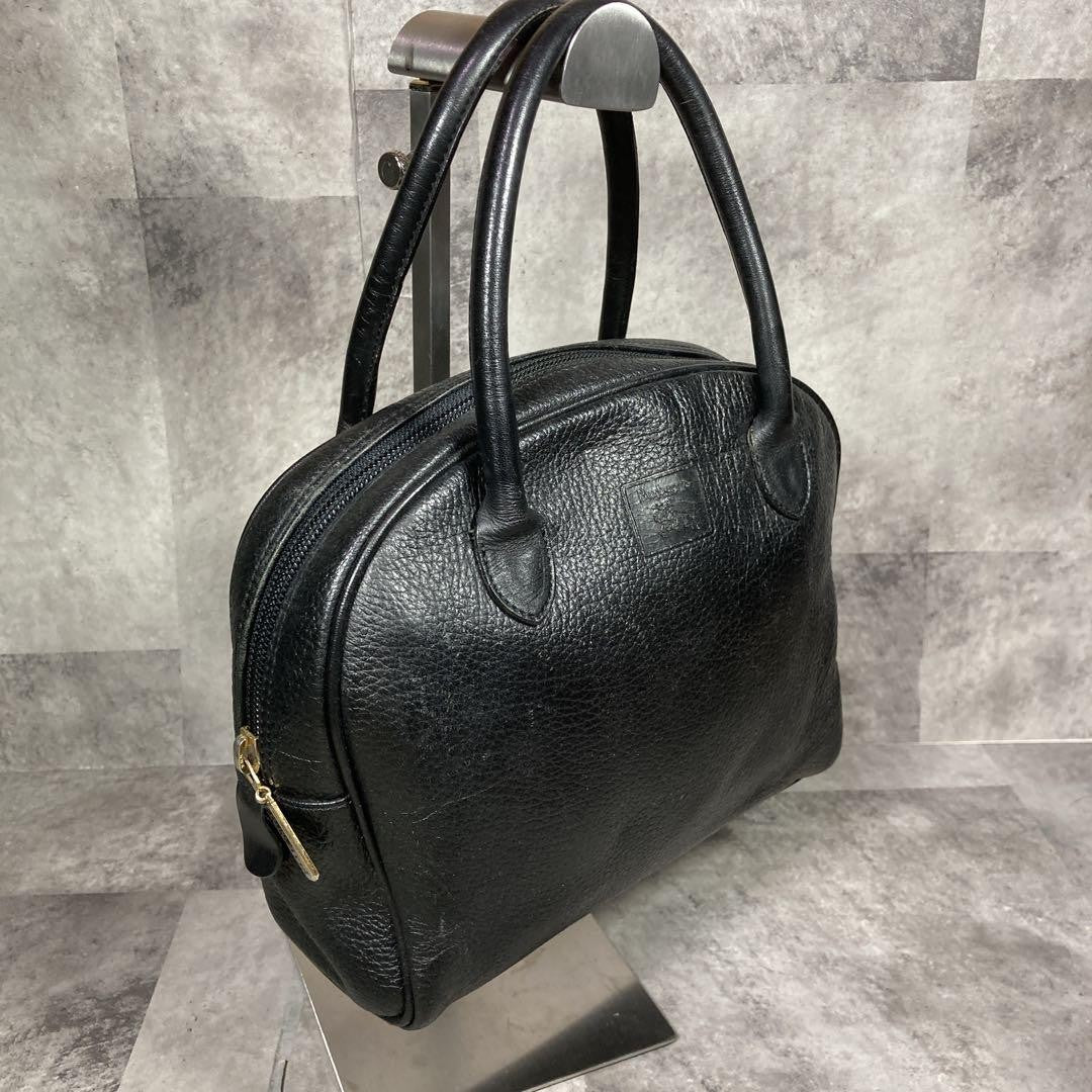 BURBERRYS Hand Bag Tote Purse Mini Boston Bag Nova Check Leather Black Authentic