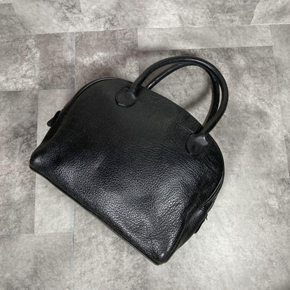 BURBERRYS Hand Bag Tote Purse Mini Boston Bag Nova Check Leather Black Authentic