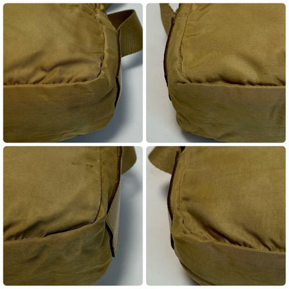 PRADA Shoulder Bag Purse Logo Nylon Leather Beige Authentic