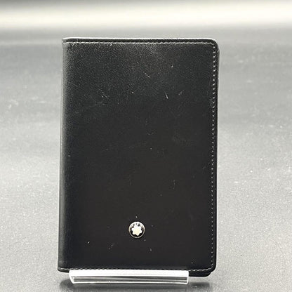 Montblanc Bi-fold Card Holder Wallet Case Flap Purse Compact Leather Black Auth