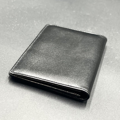 Montblanc Bi-fold Card Holder Wallet Case Flap Purse Compact Leather Black Auth