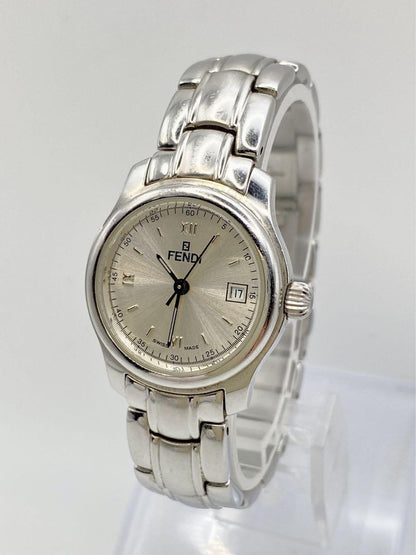 FENDI 210L Quartz Watch Wristwatch FF Logo White Silver Women's Authentic