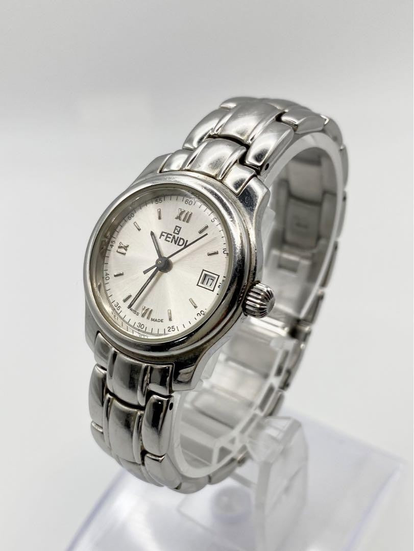 FENDI 210L Quartz Watch Wristwatch FF Logo White Silver Women's Authentic