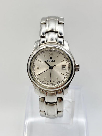 FENDI 210L Quartz Watch Wristwatch FF Logo White Silver Women's Authentic