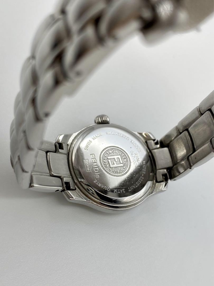 FENDI 210L Quartz Watch Wristwatch FF Logo White Silver Women's Authentic