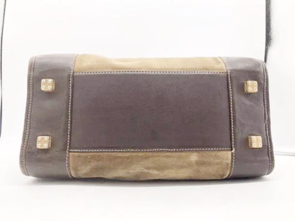 LOEWE Bag Amazona Hand Tote Purse Anagram Leather  Suede Beige Brown Authentic