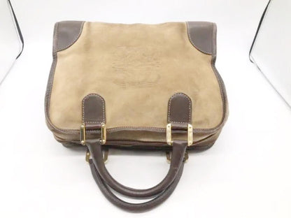 LOEWE Bag Amazona Hand Tote Purse Anagram Leather  Suede Beige Brown Authentic