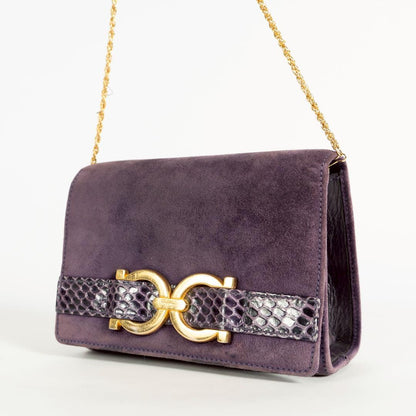 Salvatore Ferragamo Shoulder bag Gancini Purse Purple Used Women's Authentic