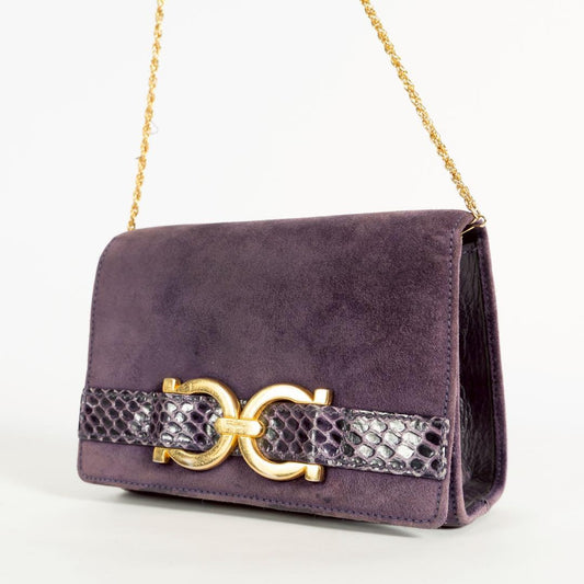 Salvatore Ferragamo Shoulder bag Gancini Purse Purple Used Women's Authentic