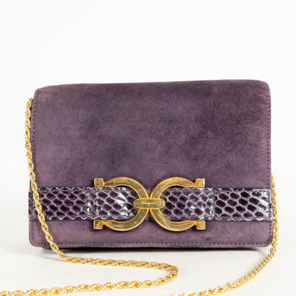 Salvatore Ferragamo Shoulder bag Gancini Purse Purple Used Women's Authentic