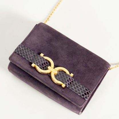 Salvatore Ferragamo Shoulder bag Gancini Purse Purple Used Women's Authentic