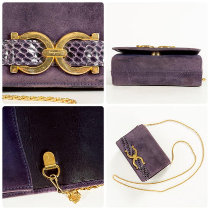 Salvatore Ferragamo Shoulder bag Gancini Purse Purple Used Women's Authentic