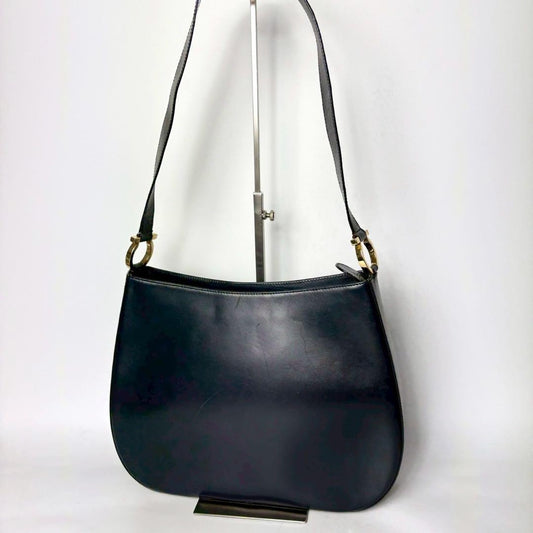 Salvatore Ferragamo Shoulder bag Gancini Purse Navy Gold Used Authentic Women's
