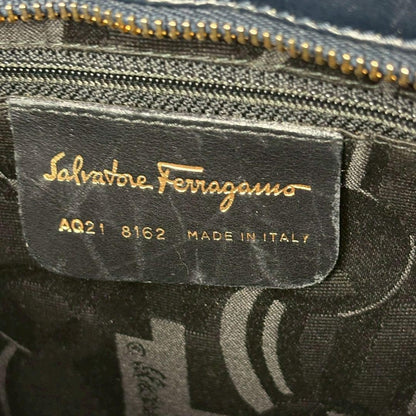 Salvatore Ferragamo Shoulder bag Gancini Purse Navy Gold Used Authentic Women's