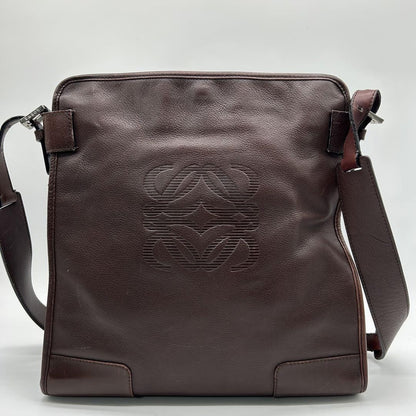 LOEWE Bag  Anagram Shoulder Purse Leather Brown Authentic Vintage
