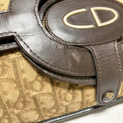 Christian Dior Trotter Clutch Bag CD Purse Handbag Canvas Brown Beige Auth Used