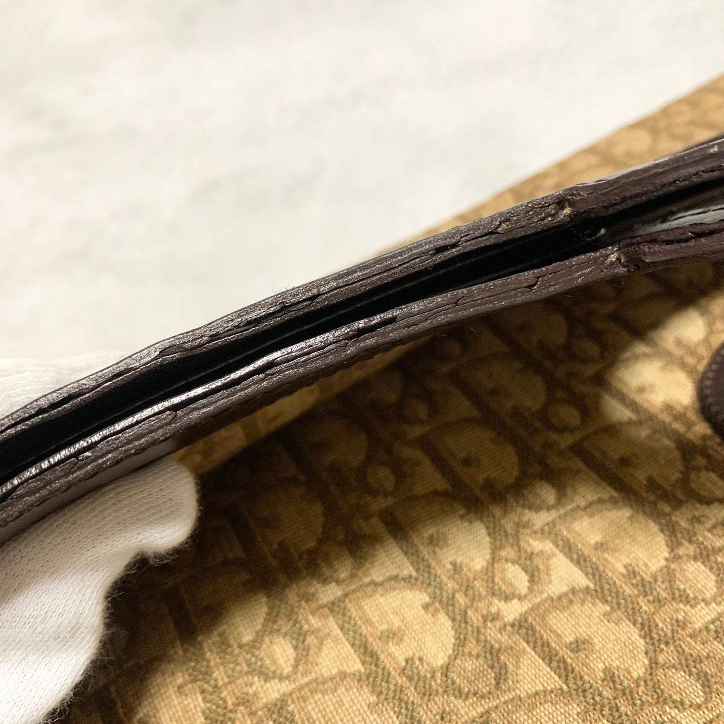 Christian Dior Trotter Clutch Bag CD Purse Handbag Canvas Brown Beige Auth Used