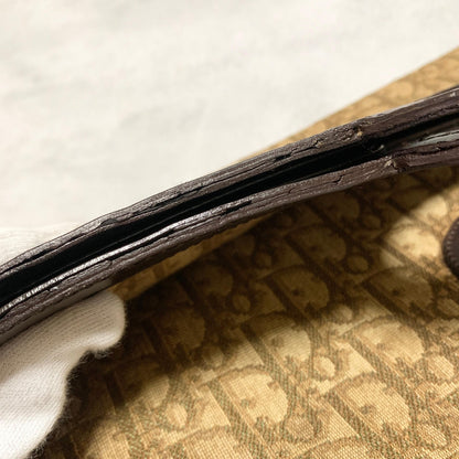 Christian Dior Trotter Clutch Bag CD Purse Handbag Canvas Brown Beige Auth Used
