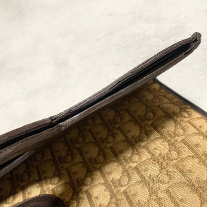 Christian Dior Trotter Clutch Bag CD Purse Handbag Canvas Brown Beige Auth Used