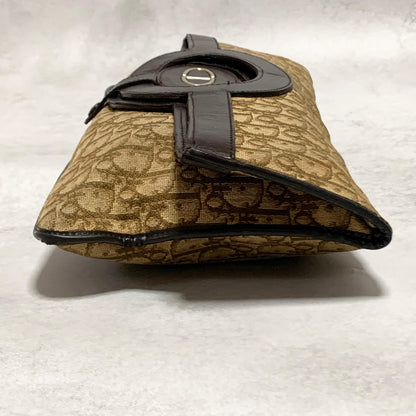Christian Dior Trotter Clutch Bag CD Purse Handbag Canvas Brown Beige Auth Used