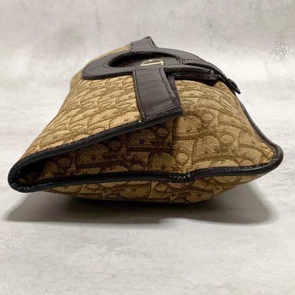 Christian Dior Trotter Clutch Bag CD Purse Handbag Canvas Brown Beige Auth Used