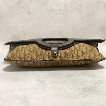 Christian Dior Trotter Clutch Bag CD Purse Handbag Canvas Brown Beige Auth Used