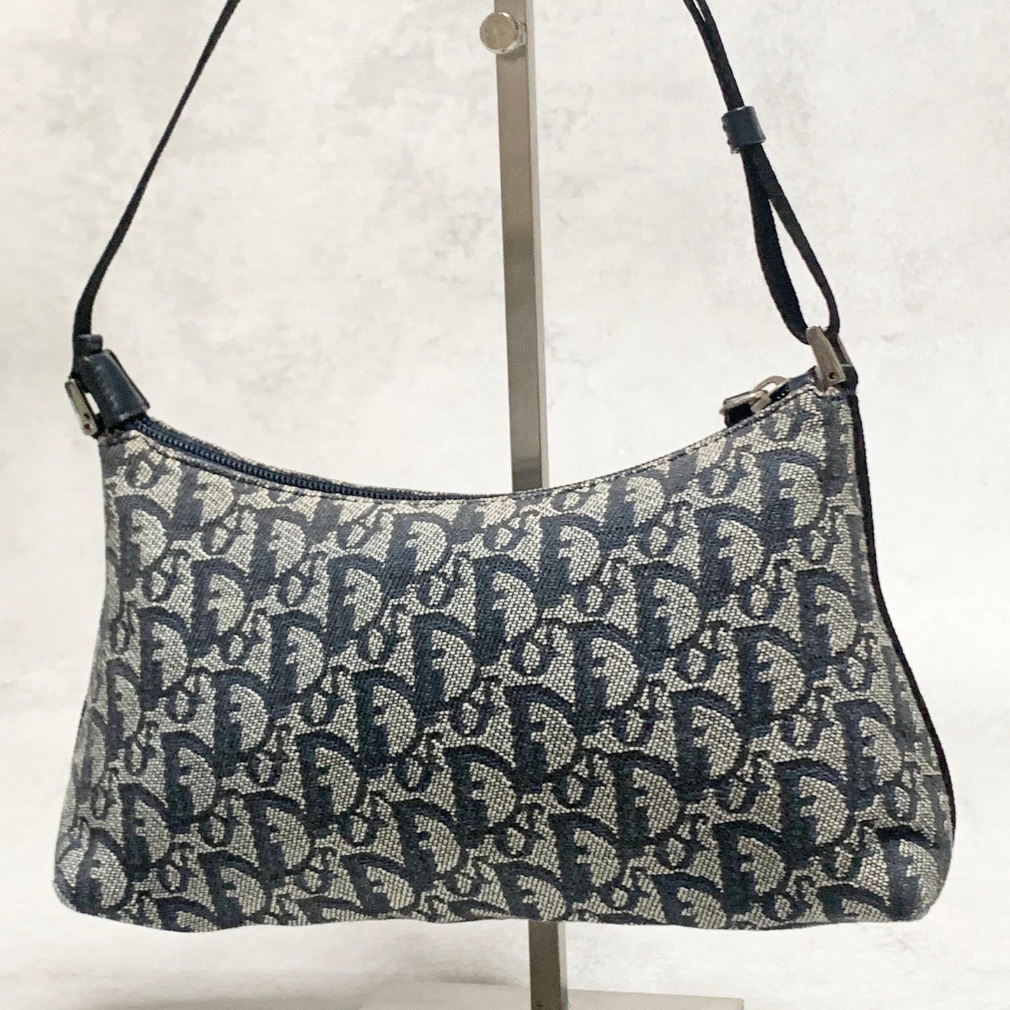 Christian Dior Pouch Trotter Accessory Pouch Purse Cosmetic Canvas Gray Auth