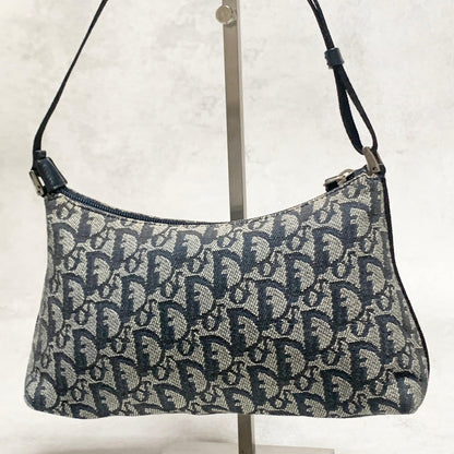 Christian Dior Pouch Trotter Accessory Pouch Purse Cosmetic Canvas Gray Auth
