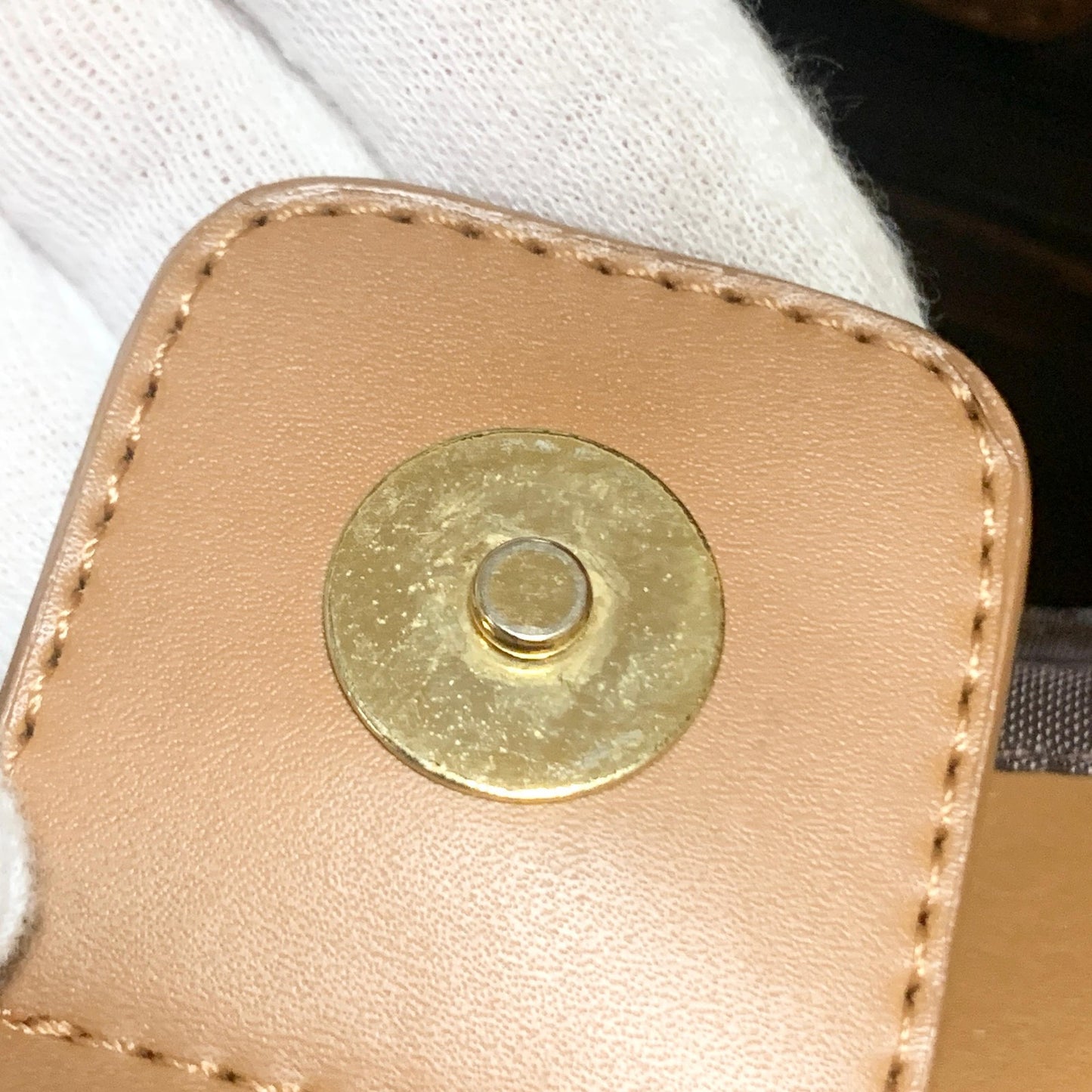 BALENCIAGA Bag BB Logo Hand Tote Purse Canvas Beige Gold Used Authentic