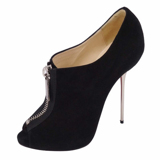Christian Louboutin Boots Bootie Shoes EU 38 US 8 Suede Leather Black Authentic