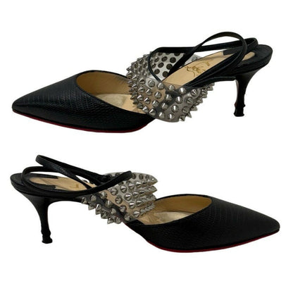 Christian Louboutin Shoes Pumps Heel EU 36 US 6 PVC Leather Black Authentic