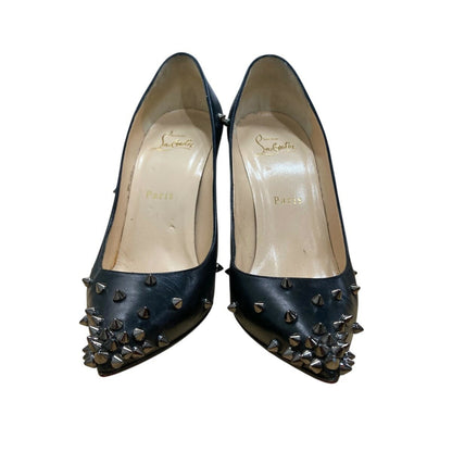 Christian Louboutin Shoes Pumps Heel Studs EU 37 US 7 Black Authentic