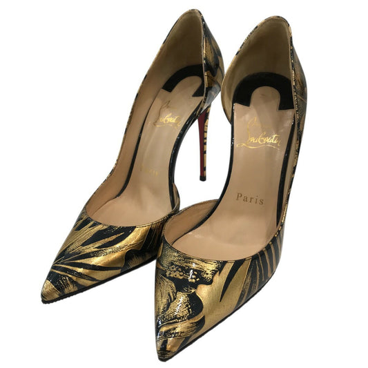 Christian Louboutin Shoes Pumps Heel EU 36.5 US 6.5 Gold Black Authentic