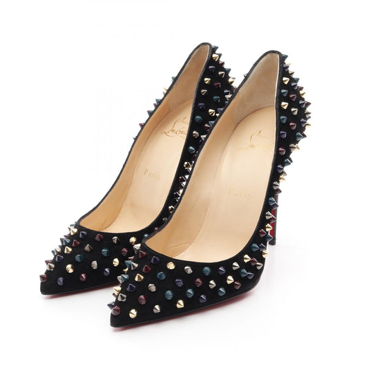 Christian Louboutin Shoes Pumps Heel EU 40 US 10 Suede Black Multicolor Auth