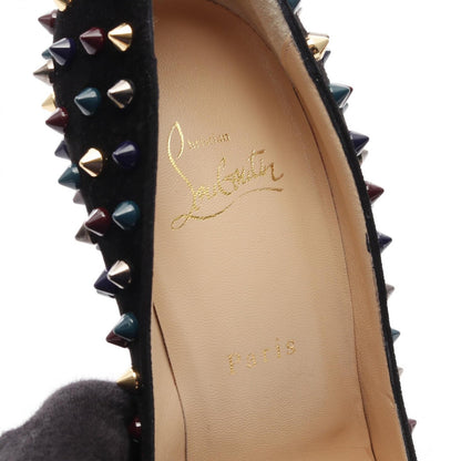 Christian Louboutin Shoes Pumps Heel EU 40 US 10 Suede Black Multicolor Auth