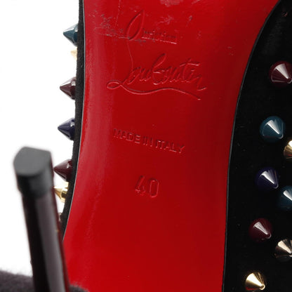Christian Louboutin Shoes Pumps Heel EU 40 US 10 Suede Black Multicolor Auth