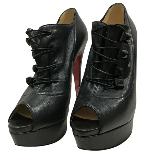 Christian Louboutin Platform Bootie Boots Shoes EU 36 US 6 Black Authentic