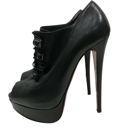 Christian Louboutin Platform Bootie Boots Shoes EU 36 US 6 Black Authentic