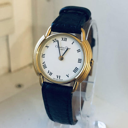 Christian Dior Watch Wristwatch Logo White Black Women's Authentic