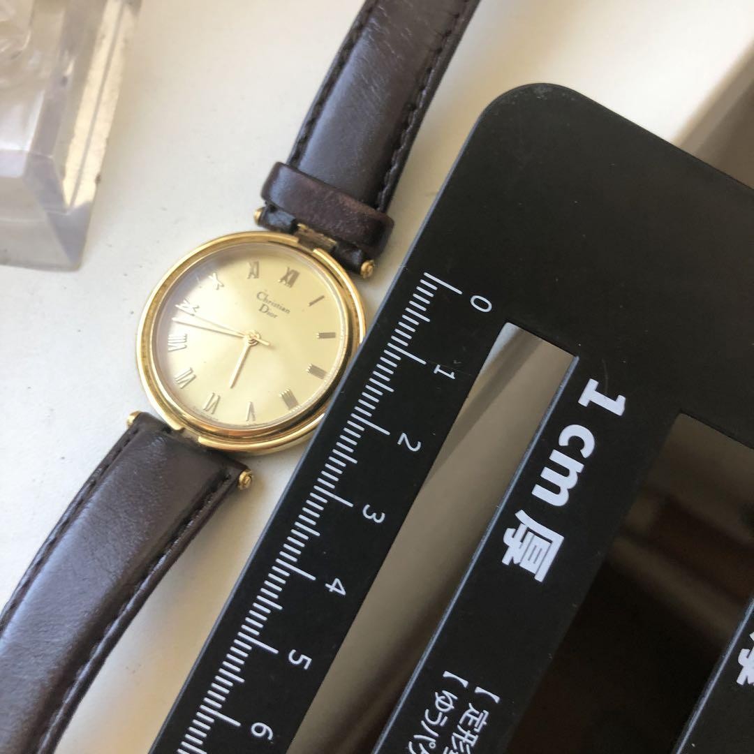 Christian Dior Watch Wristwatch Logo Gold Black Women's Authentic