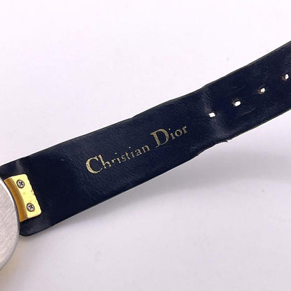 Christian Dior Quartz Watch Wristwatch Logo Gold Black Women's Authentic