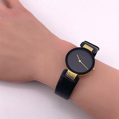 Christian Dior Quartz Watch Wristwatch Logo Gold Black Women's Authentic