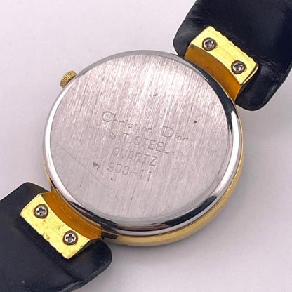 Christian Dior Quartz Watch Wristwatch Logo Gold Black Women's Authentic